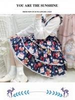 Eieyomi - Strawberry Cake Bear Suspender Skirt Eieyomi - Strawberry Cake Bear Suspender Skirt