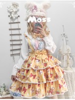 Eieyomi - Strawberry Cake Bear Suspender Skirt Eieyomi - Strawberry Cake Bear Suspender Skirt