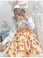 Eieyomi - Strawberry Cake Bear Suspender Skirt Eieyomi - Strawberry Cake Bear Suspender Skirt
