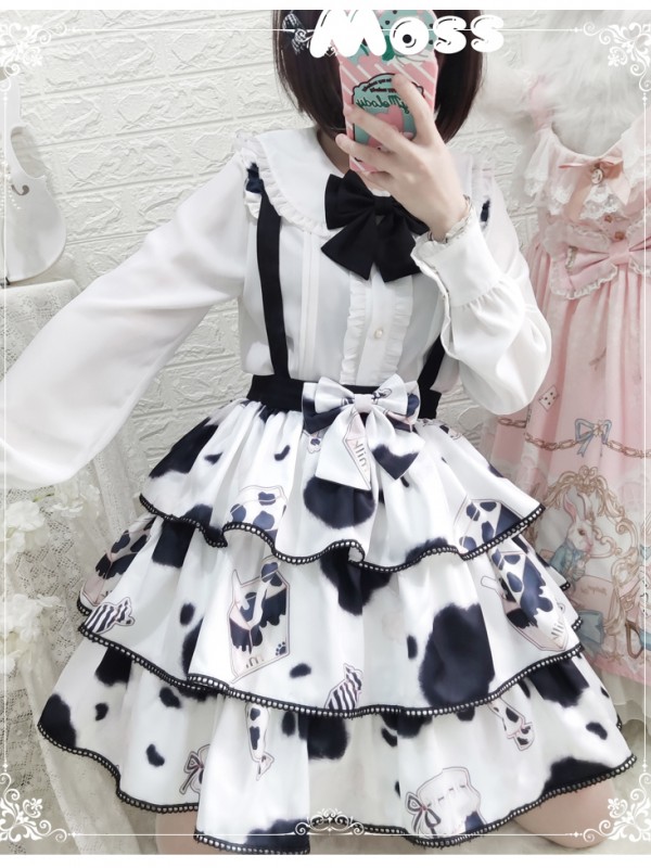 Eieyomi - Sweet Milk Candy Suspender Skirt Eieyomi - Sweet Milk Candy Suspender Skirt