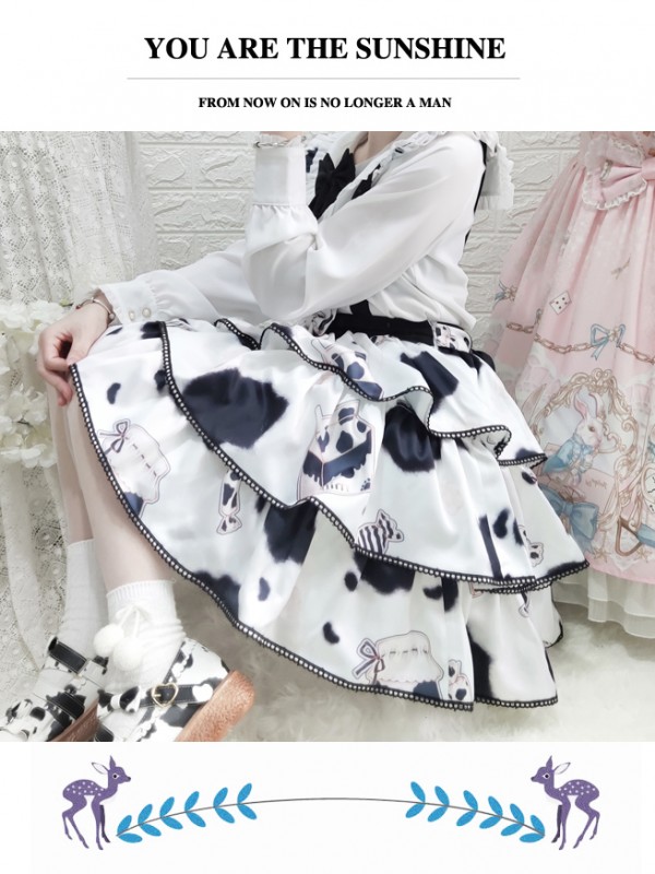 Eieyomi - Sweet Milk Candy Suspender Skirt