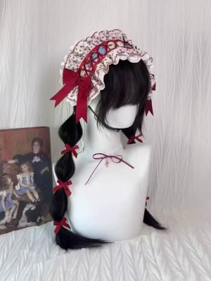 Straberry Floral Patchwork Lace red bow Headband