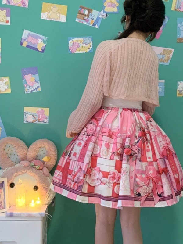 Gift Box printed sweet half skirt