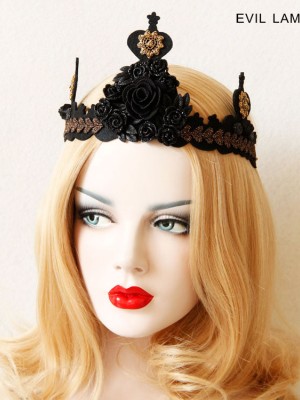 Gothic Black Rose Queen Crown