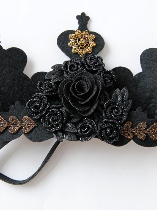 Gothic Black Rose Queen Crown