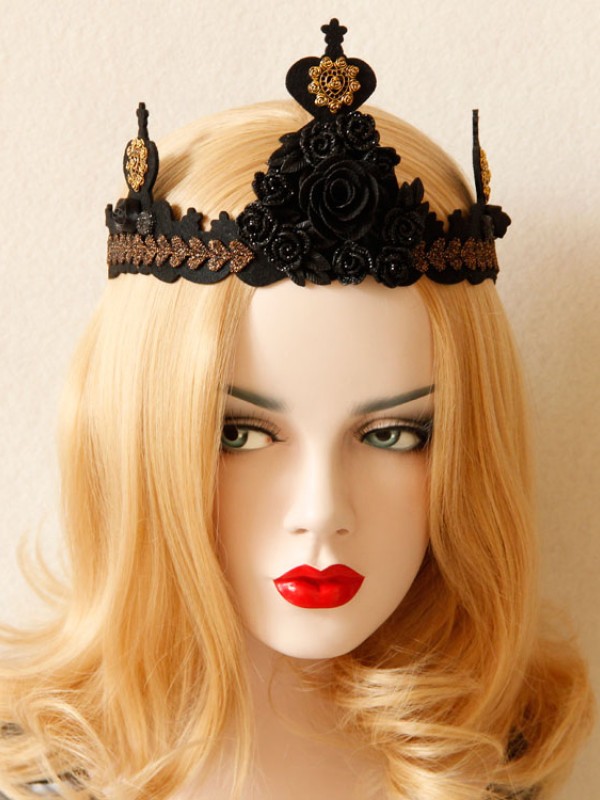 Gothic Black Rose Queen Crown