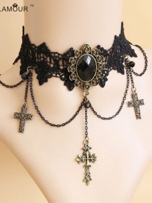 Gothic Punk Dark Cross Choker