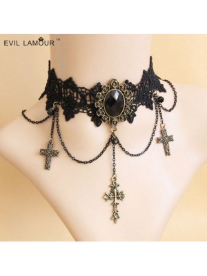 Gothic Punk Dark Cross Choker