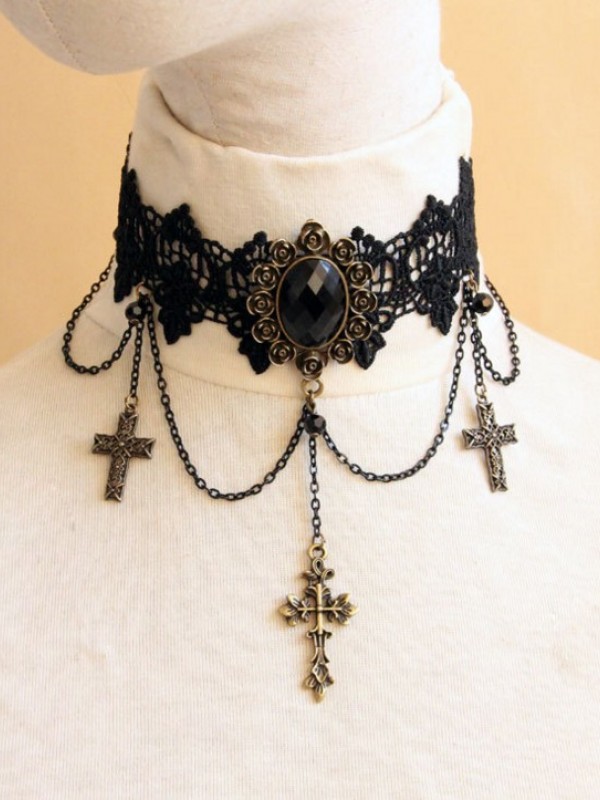 Gothic Punk Dark Cross Choker