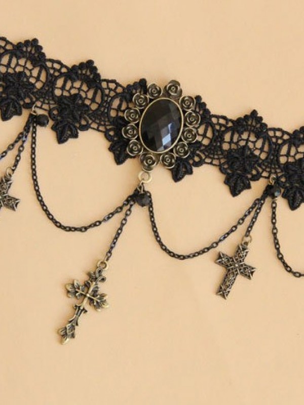 Gothic Punk Dark Cross Choker