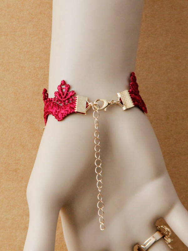 Gothic Red Lace Vintage Wrist Band