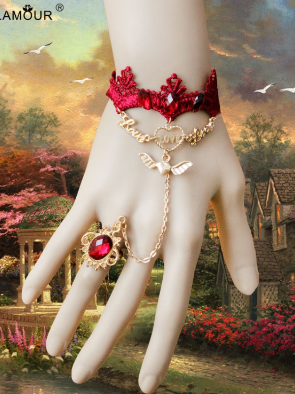 Gothic Red Lace Vintage Wrist Band Gothic Red Lace Vintage Wrist Band