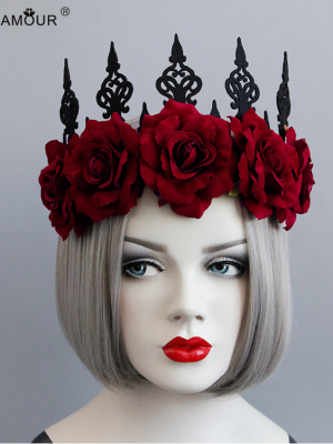 Gothic Red Rose Queen Halloween Crown