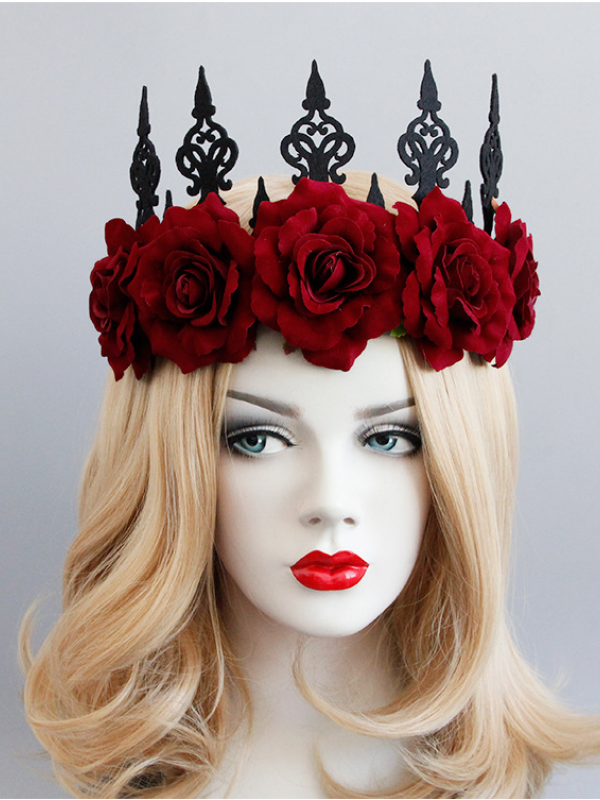 Gothic Red Rose Queen Halloween Crown