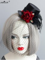 Gothic Rose Feather Mini Top Hat Gothic Rose Feather Mini Top Hat