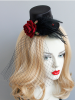 Gothic Rose Feather Mini Top Hat