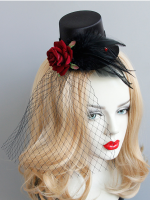 Gothic Rose Feather Mini Top Hat Gothic Rose Feather Mini Top Hat