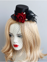 Gothic Rose Feather Mini Top Hat Gothic Rose Feather Mini Top Hat