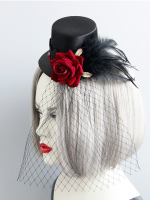 Gothic Rose Feather Mini Top Hat Gothic Rose Feather Mini Top Hat