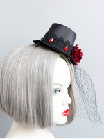 Gothic Rose Feather Mini Top Hat