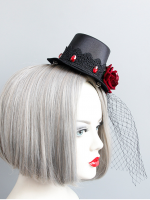 Gothic Rose Feather Mini Top Hat Gothic Rose Feather Mini Top Hat