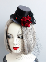 Gothic Rose Feather Mini Top Hat Gothic Rose Feather Mini Top Hat