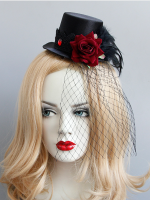 Gothic Rose Feather Mini Top Hat Gothic Rose Feather Mini Top Hat