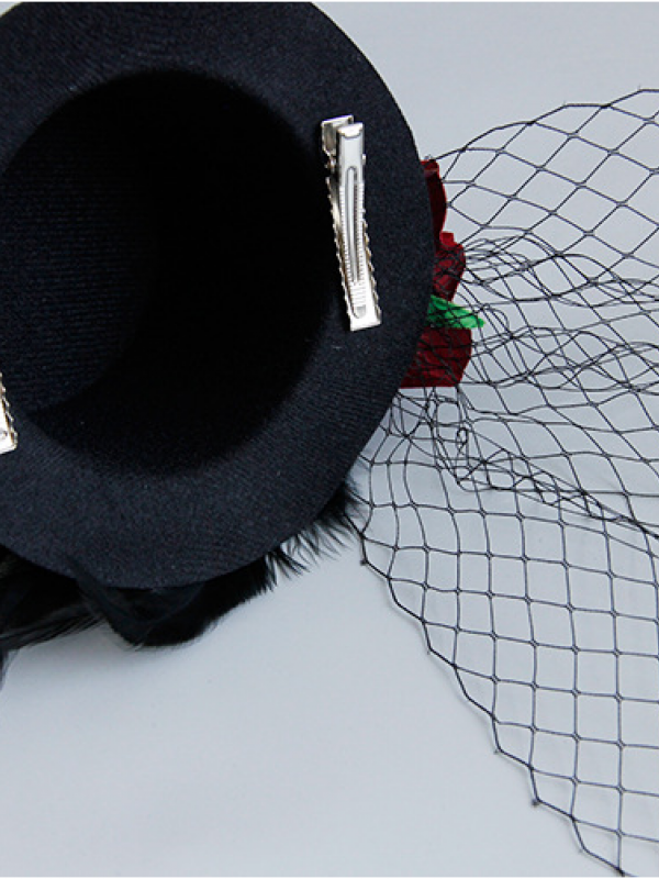 Gothic Rose Feather Mini Top Hat Gothic Rose Feather Mini Top Hat
