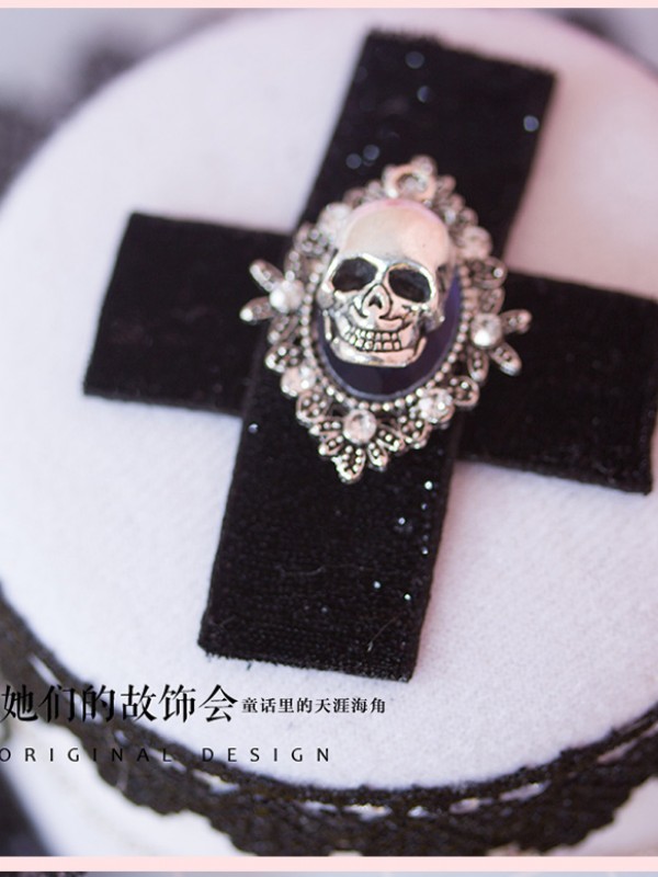 Gothic Skeleton Lace Fringe Mini Hat Gothic Skeleton Lace Fringe Mini Hat