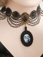 Gothic Skeleton Pendant Black Lace Choker Gothic Skeleton Pendant Black Lace Choker