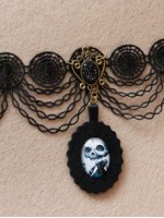 Gothic Skeleton Pendant Black Lace Choker Gothic Skeleton Pendant Black Lace Choker