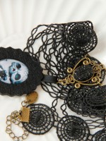 Gothic Skeleton Pendant Black Lace Choker Gothic Skeleton Pendant Black Lace Choker