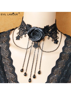 Gothic Vintage Black Lace Choker