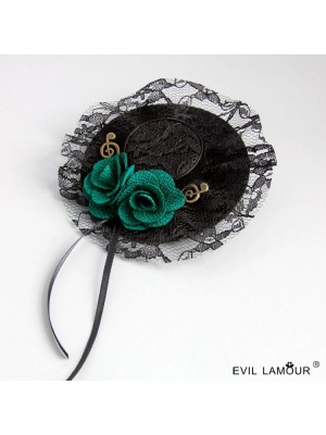 Green Rose Mini Top Hat Brooch