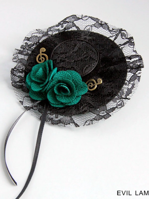 Green Rose Mini Top Hat Brooch