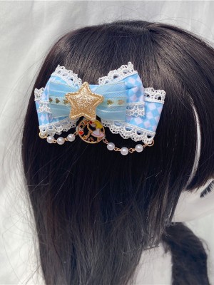 Hair Clip with Star and Faux Pearls Chain