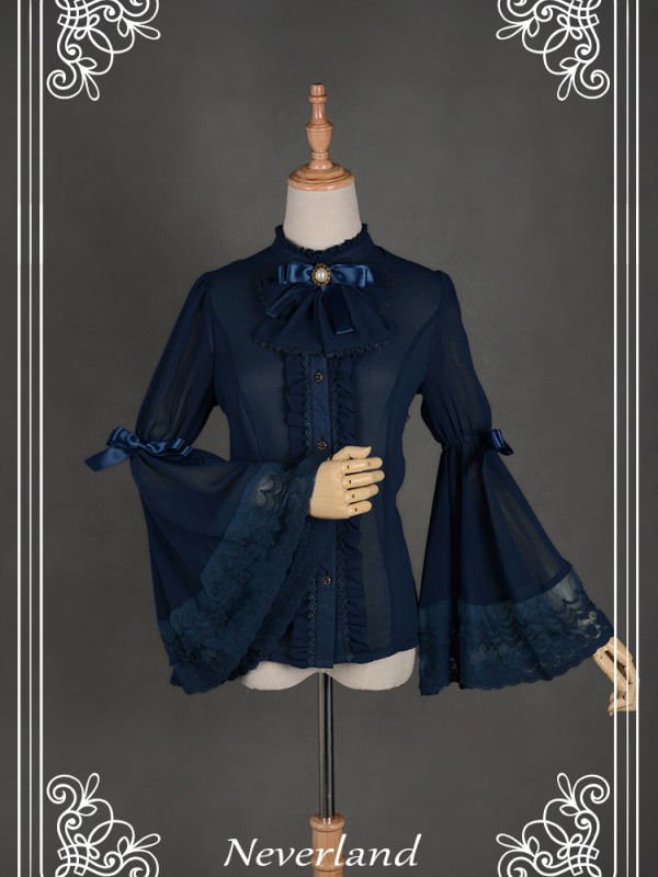 Ice Prism Chiffon Long Trumpet Sleeve Blouse Ice Prism Chiffon Long Trumpet Sleeve Blouse