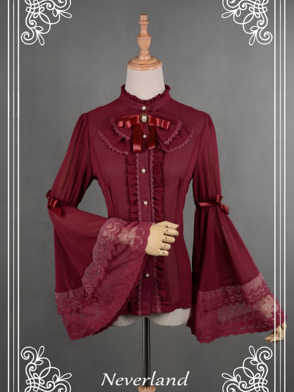 Ice Prism Chiffon Long Trumpet Sleeve Blouse Ice Prism Chiffon Long Trumpet Sleeve Blouse