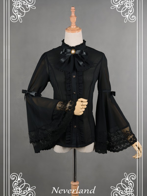 Ice Prism Chiffon Long Trumpet Sleeve Blouse Ice Prism Chiffon Long Trumpet Sleeve Blouse