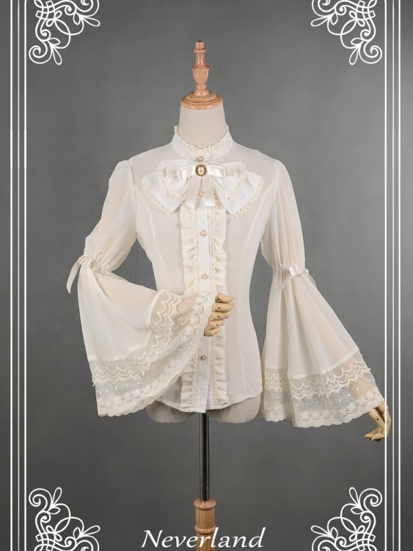 Ice Prism Chiffon Long Trumpet Sleeve Blouse Ice Prism Chiffon Long Trumpet Sleeve Blouse