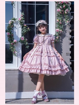【Iris Poem】~lolita Onepiece~Short sleeve embroidery dress