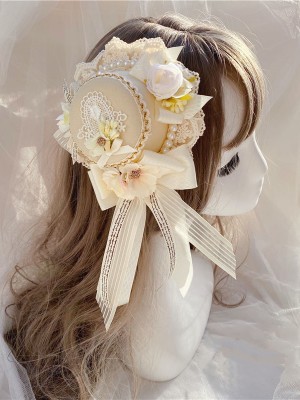 Ivory Flowers Lolita Mini Top Hat
