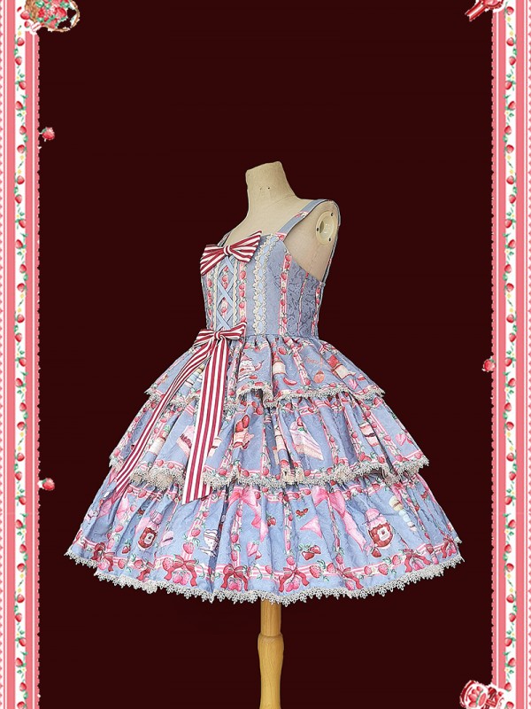INFANTA. * Strawberry Afternoon Tea * JSK Type 2 Three Section Lolita Skirt INFANTA. * Strawberry Afternoon Tea * JSK Type 2 Three Section Lolita Skirt