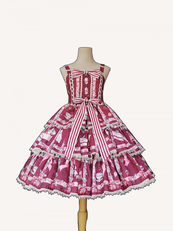 INFANTA. * Strawberry Afternoon Tea * JSK Type 2 Three Section Lolita Skirt INFANTA. * Strawberry Afternoon Tea * JSK Type 2 Three Section Lolita Skirt
