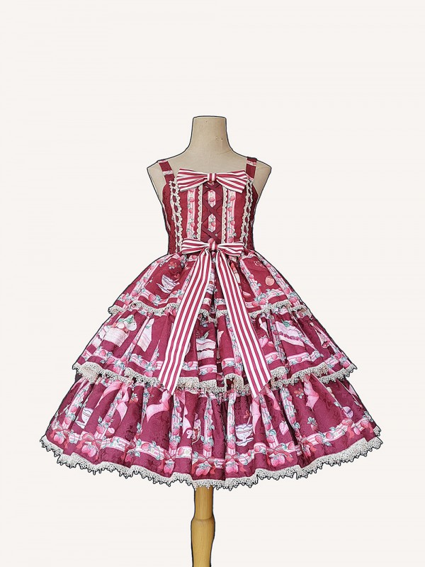 INFANTA. * Strawberry Afternoon Tea * JSK Type 2 Three Section Lolita Skirt