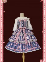 INFANTA. * Strawberry Afternoon Tea * JSK Type 2 Three Section Lolita Skirt INFANTA. * Strawberry Afternoon Tea * JSK Type 2 Three Section Lolita Skirt