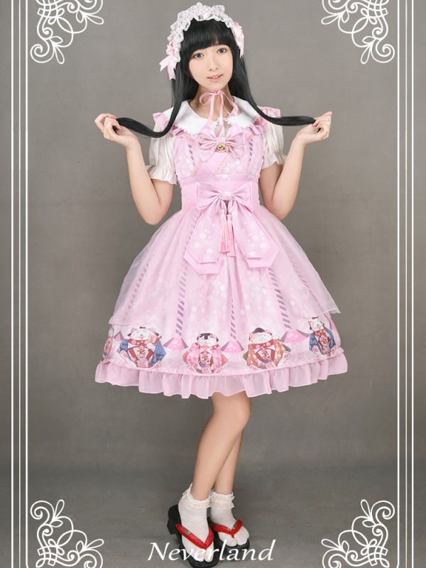 Japanese Fortune Cat Voile Jumperskirt