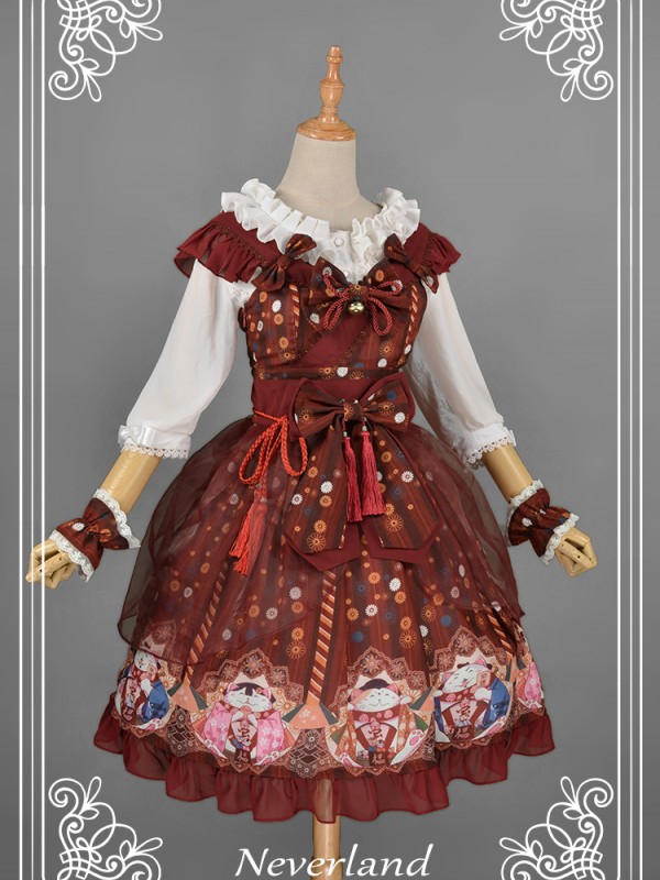 Japanese Fortune Cat Voile Jumperskirt Japanese Fortune Cat Voile Jumperskirt