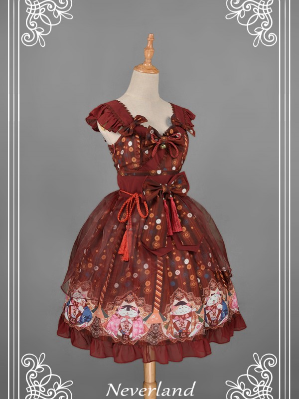 Japanese Fortune Cat Voile Jumperskirt Japanese Fortune Cat Voile Jumperskirt
