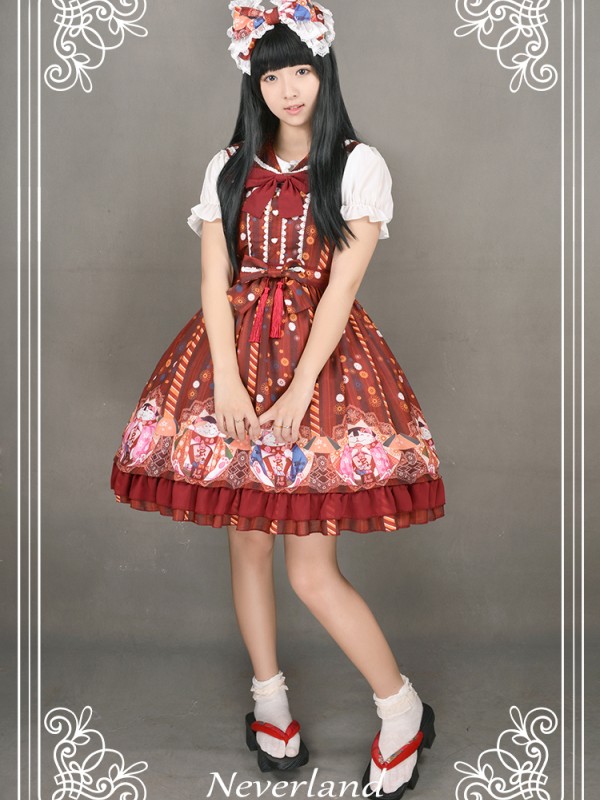 Japanese Fortune Cat Sailor Collar Cat Ear Jumperskirt